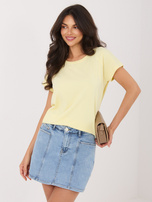 Jasnożółta damska bluzka basic z rozcięciami RUE PARIS 