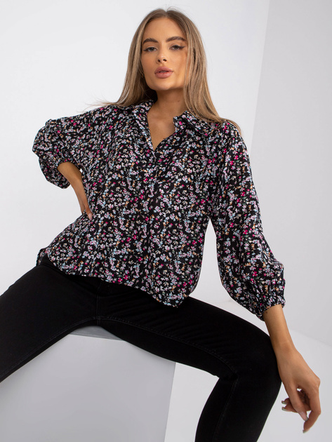 Czarna bluzka o luźnym kroju z nadrukiem ZULUNA