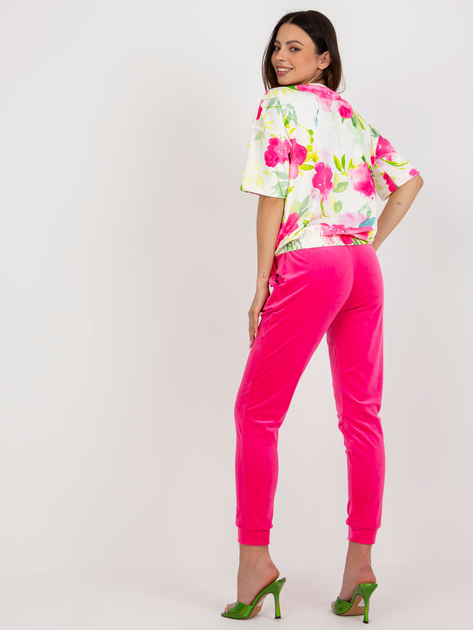 Hurt Różowo-ecru dwuczęściowy komplet welurowy RUE PARIS