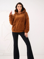 Jasnobrązowa bluza kangurka z kapturem