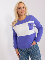 Hurt Brudnofioletowo-ecru bawełniana bluzka plus size