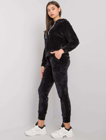 Czarny komplet welurowy ze spodniami Chanya