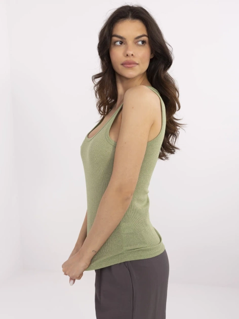 Jasnozielony prążkowany top bez rękawów