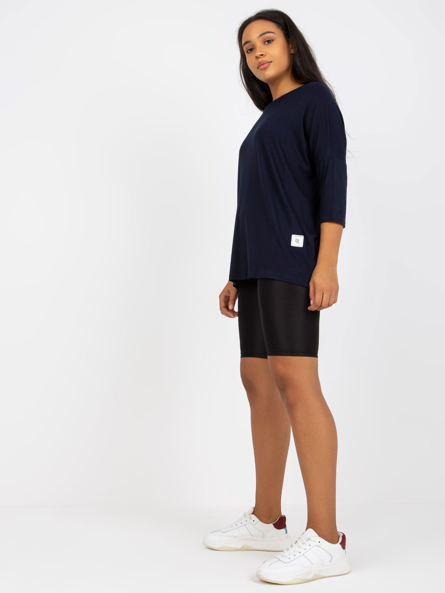 Granatowa codzienna bluzka plus size z bawełny