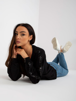 Hurt Czarna krótka bluza bez kaptura z aplikacją RUE PARIS