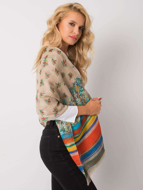 Beżowa chusta z wiskozy we wzory