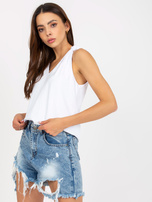 Hurt Biały gładki top basic z wiązanymi ramiączkami RUE PARIS 