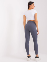 Hurt Grafitowe sportowe legginsy basic z bawełny