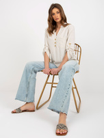 Hurt Jasnobeżowa bluzka koszulowa z kieszenią RUE PARIS