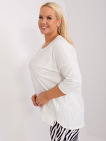 Hurt Ecru casualowa bluzka plus size z rozcięciami