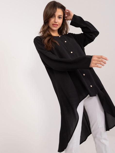 Hurt Czarna długa koszula z ozdobnymi guzikami