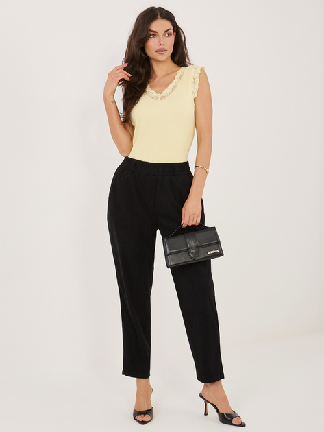 Czarne sztruksowe spodnie z nogawką 7/8 RUE PARIS