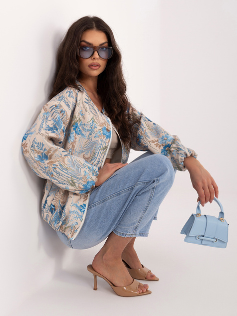 Niebieska balonowa kurtka zapinana na suwak