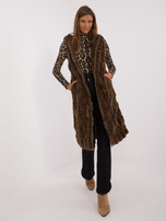 Hurt Ciemnobrązowa ciepła kamizelka futrzana z podszewką