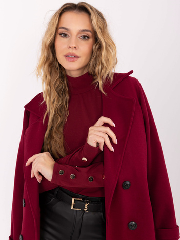 Bordowa bluzka ze wstawkami z siateczki RUE PARIS