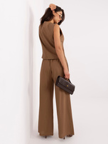 Jasnobrązowy letni komplet z domieszką lnu