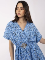 Niebieski damski kombinezon w drobne kwiatki