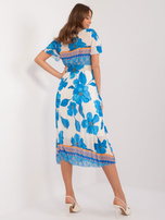 Hurt Niebiesko-beżowa damska sukienka plisowana