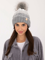 Hurt Szara damska czapka zimowa z dzianiny RUE PARIS