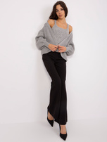 Hurtownia Szary dzianinowy komplet z wełną