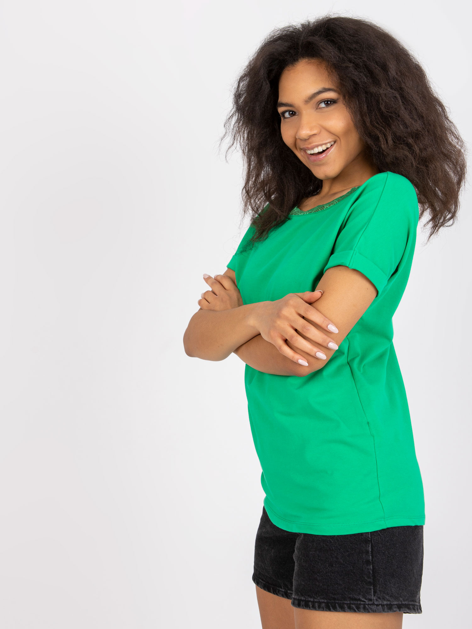 Grüne Bluse mit Rückenausschnitt Salma RUE PARIS.