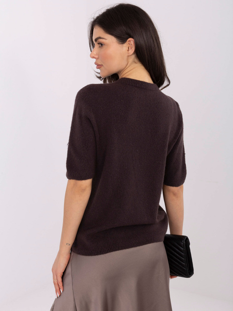 Czekoladowy miękki sweter z domieszką alpaki