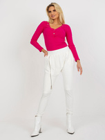 Hurtownia Ecru damskie spodnie dresowe baggy z zamkiem 