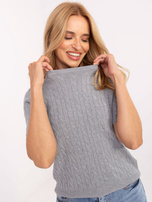 Szary damski sweter z krótkim rękawem