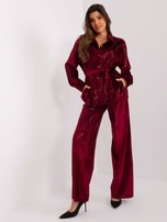 Hurtownia Bordowy elegancki komplet z paskiem