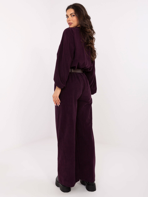 Ciemnofioletowe sztruksowe spodnie od kompletu