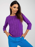 Hurtownia Ciemnofioletowa bluzka wizytowa z koronką