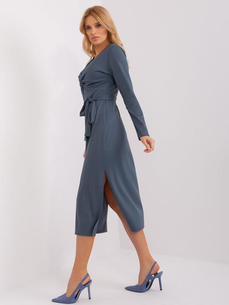 Hurt Brudnoniebieska prążkowana sukienka koktajlowa