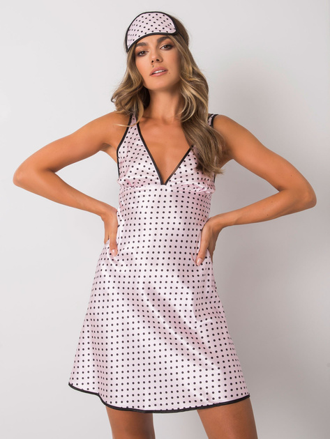 Jasnoróżowy komplet nocny w grochy