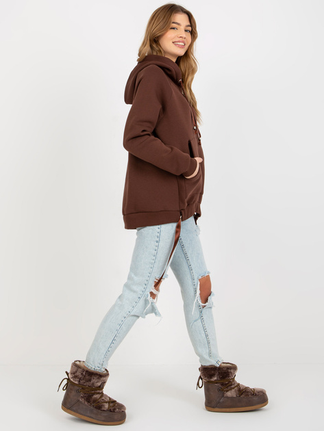 Hurt Ciemnobrązowa dresowa bluza kangurka z kapturem OCH BELLA