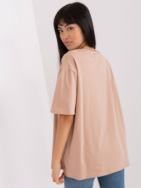 Hurt Beżowy t-shirt z nadrukiem i okrągłym dekoltem