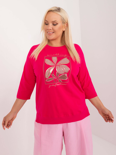 Hurtownia Fuksjowa bluzka plus size z rozcięciami