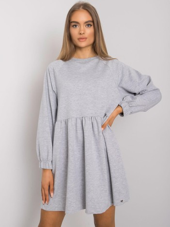 Graue Melange Kleid mit langen Ärmeln Bellevue.