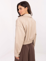 Jasnobeżowa skórzana z gumką na dole RUE PARIS