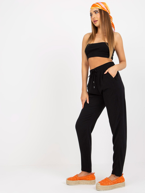 Hurtownia Czarne lekkie spodnie z materiału z wiskozy SUBLEVEL