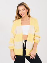 Pastelowy żółty damski kardigan z domieszką wełny 