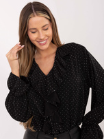 Czarna wizytowa bluzka z aplikacjami 