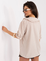 Ciemnobeżowa letnia koszula w kratkę 