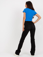 Hurtownia Ciemnoniebieski damski t-shirt basic z bawełny 