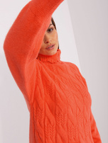 Großhandel orange Damenpullover aus Strick.