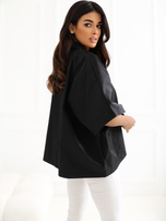 Czarny płaszcz oversize z krótkimi rękawami RUE PARIS 