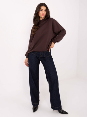Czekoladowa bluza oversize bez kaptura BASIC FEEL GOOD