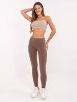 Brązowe legginsy z bawełny BASIC FEEL GOOD