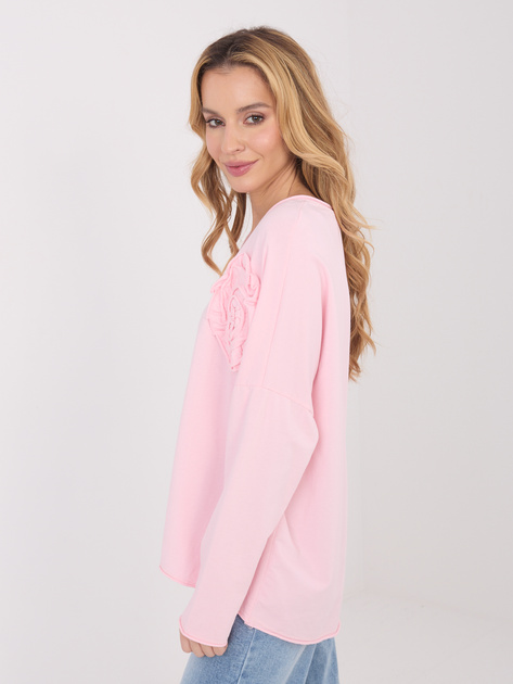 Jasnoróżowa bluzka oversize z długim rękawem