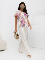 Różowa elegancka bluzka typu bombka 