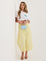 Jasnożółte damskie spodnie alladynki z sztruksu